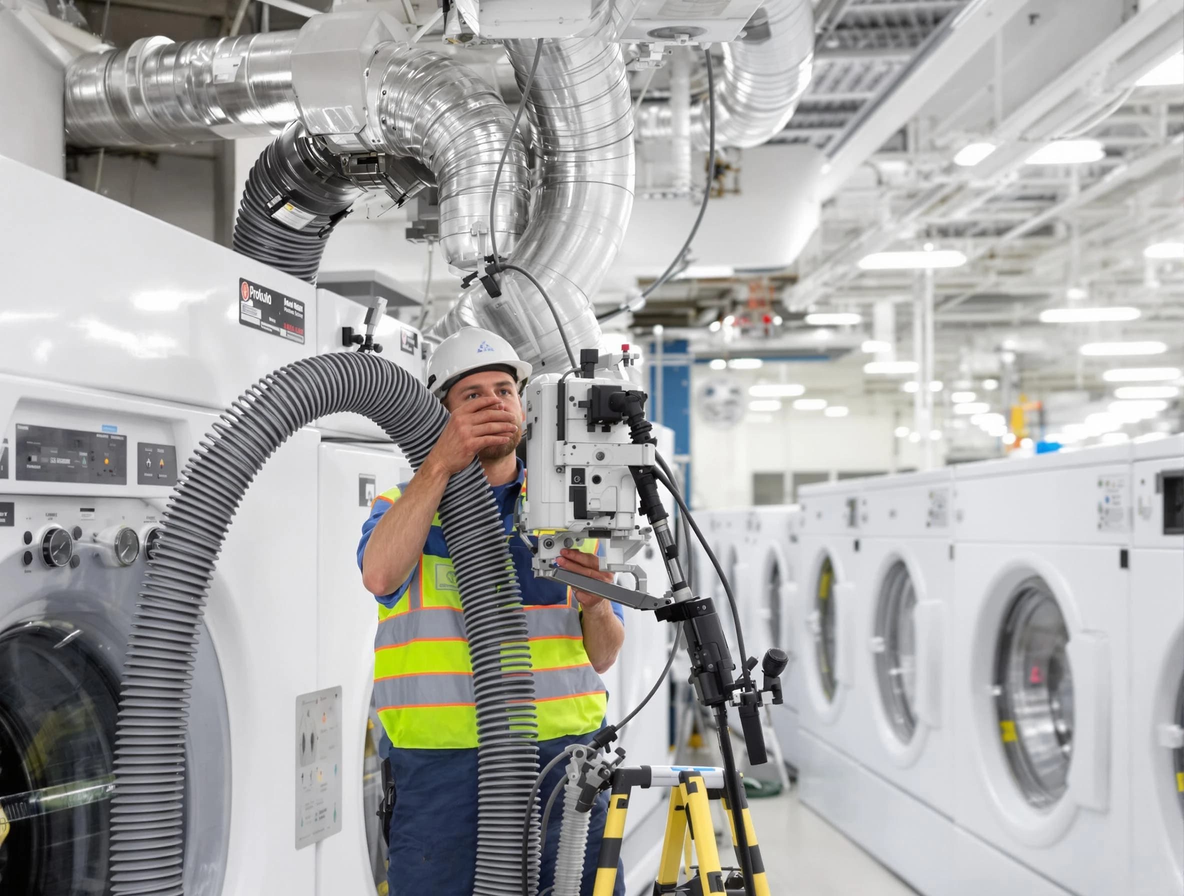 Mountain Green Dryer Vent Cleaning team performing commercial-grade dryer vent cleaning at a business facility in Mountain Green
