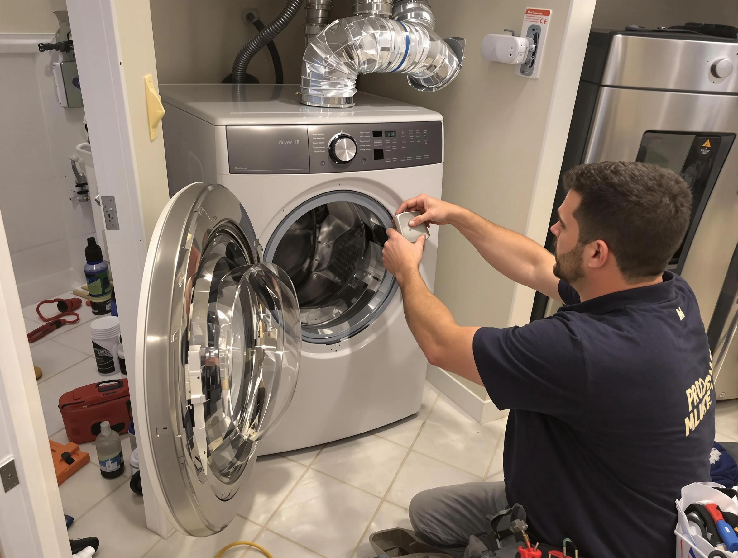 Mountain Green Dryer Vent Cleaning technician performing precise dryer vent hose installation in Mountain Green